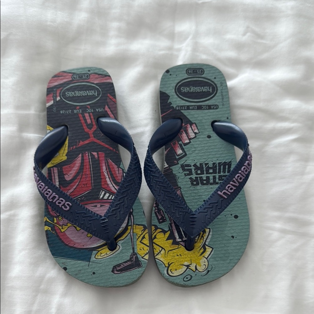 Havaianas Blue Flip Flops Comfortable Sandals size 10 Star Wars